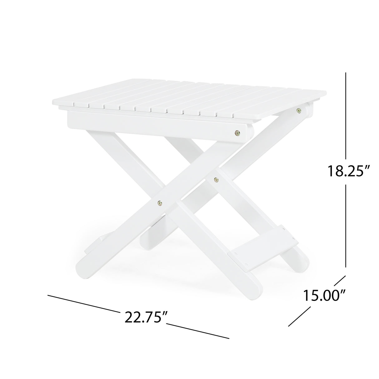 Outdoor Folding Wooden Side Table, White, 15"D x 22.75"W x 18.25"H - V.I.P Digital Presence