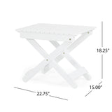 Outdoor Folding Wooden Side Table, White, 15"D x 22.75"W x 18.25"H - V.I.P Digital Presence