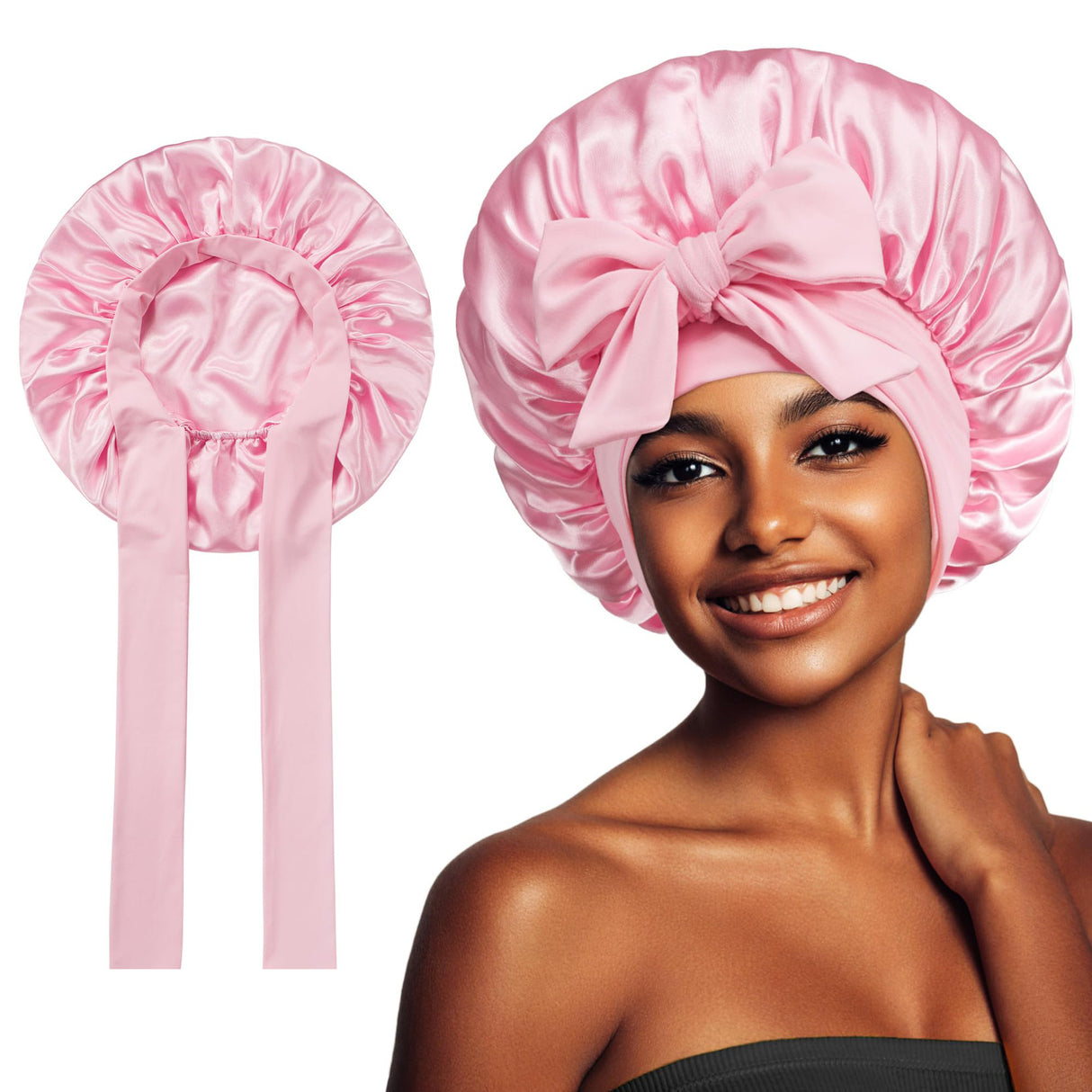 Elastic ribbon bow color Ding round hat solid color night cap wide-brimmed beauty hairdressing head scarf hat - V.I.P Digital Presence