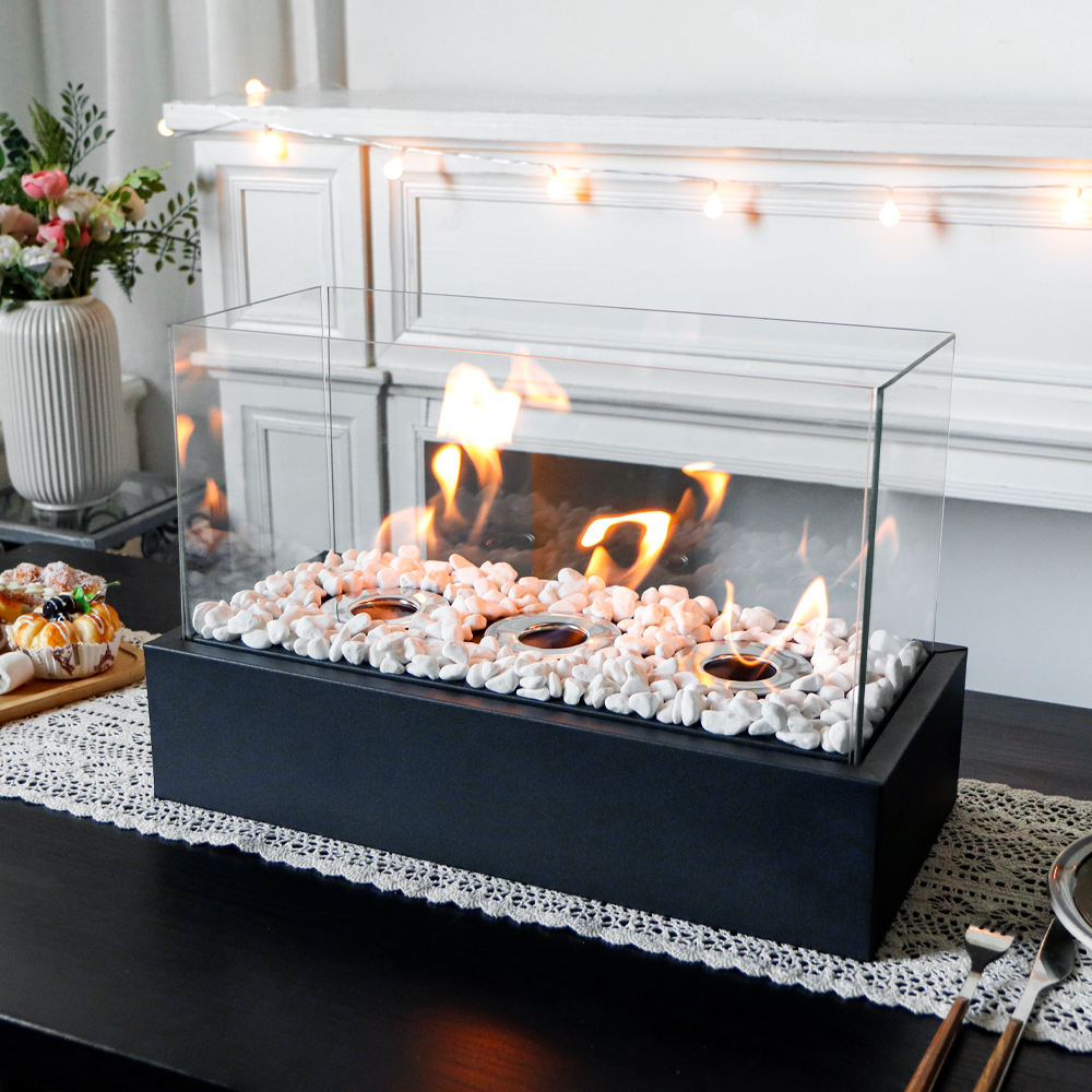 Rectangular three hole alcohol fireplace desktop home real fire heating alcohol lamp outdoor portable stove - V.I.P Digital Presence