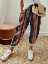 Striped Pocketed Elastic Waist Pants - V.I.P Digital Presence
