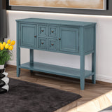 REXM Cambridge Series Spacious Storage Retro Console Desk with Four Small Drawers and Bottom Shelf - V.I.P Digital Presence