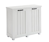 Two room inclined garbage bin, anti pet kitchen garbage bin with cutting board, independent laundry sorting cabinet, white - V.I.P Digital Presence