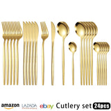 Cutlery Set Stainless Steel Knife Fork Set 24-Piece Tableware Set Golden Steak Knife Fork Spoon 6-Person Set - V.I.P Digital Presence
