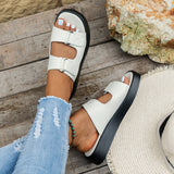 Thick bottomed flat and casual one line drag Velcro beach cooldown - V.I.P Digital Presence