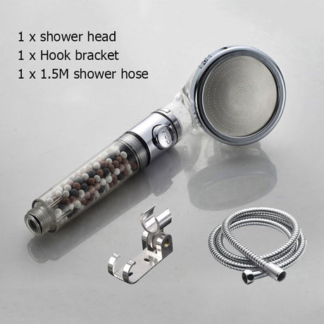 New Tourmaline balls Filter Shower Head Water saving 3 Modes adjustable SPA shower head on/off button high pressure shower - V.I.P Digital Presence