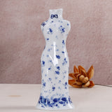 Ceramic ornaments blue and white porcelain mini vases cheongsam flower arrangements living room home decorations - V.I.P Digital Presence