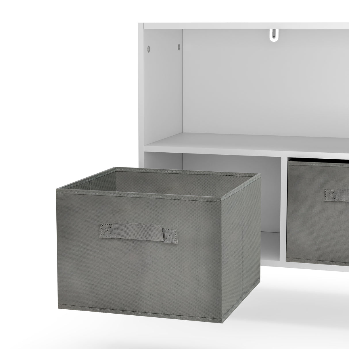 Kids bookcase with Collapsible Fabric Drawers Children's Book Display Toy Storage Cabinet Organizer White/Gray - V.I.P Digital Presence