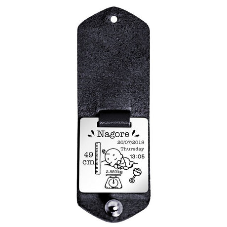 Personal Custom Customized New Baby Born Brand Commemorative Leather Stainless Steel Keychain - V.I.P Digital Presence