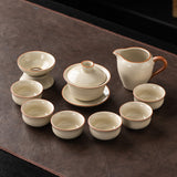 Ru Kiln Chinese Kung Fu Tea Set Household Ceramic Xishi Pot Hovering Cover Bowl Tea Cup Set - V.I.P Digital Presence
