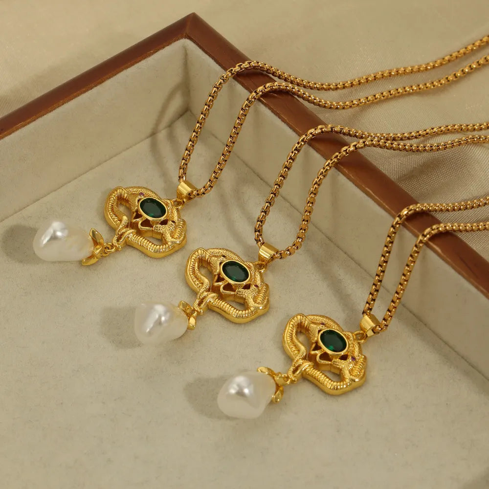 Freshwater Pearl Titanium Steel Geometric Necklace - V.I.P Digital Presence
