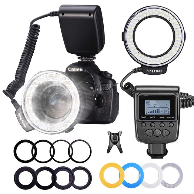 MAMEN 48 Macro LED Ring Flash Light With 8 Adapter Ring For Nikon Canon Pentax Olympus Panasonic Camera DSLR Ring Flash Kit - V.I.P Digital Presence