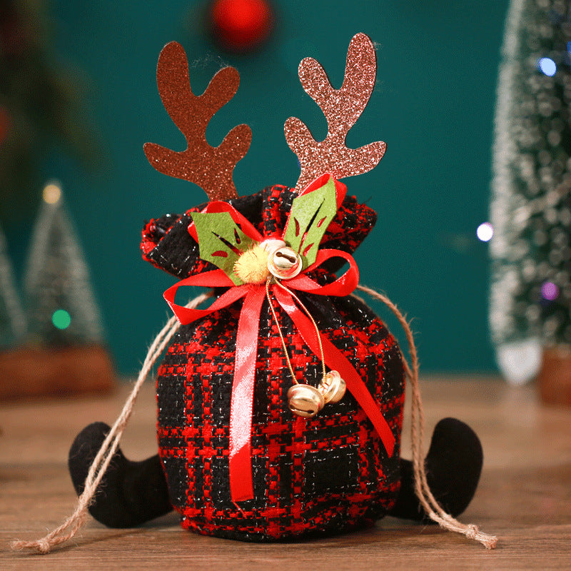 Christmas Apple Bag Antlers Checkered Cloth Gift Bag Christmas Eve Kindergarten Children's Small Gift Candy Bag - V.I.P Digital Presence