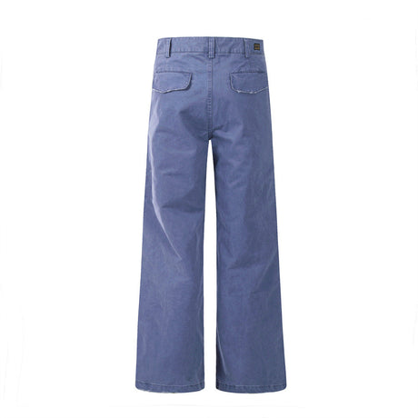 Vintage Drawstring Design Work Pants Men's High Street Retro Loose Fit Casual Solid Color Wide Leg Tapered Long Pants - V.I.P Digital Presence