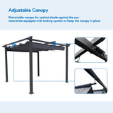 10x10 Ft Outdoor Patio Retractable Pergola With Canopy Sunshelter Pergola for Gardens,Terraces,Backyard,Gray - V.I.P Digital Presence