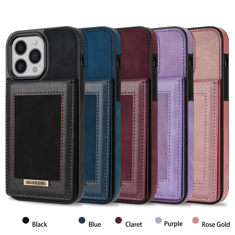 For iPhone 14ProMax Card Holder Phone Leather Case Samsung S23Ultra Photo Frame Magnetic Buckle Protective Case - V.I.P Digital Presence