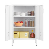 Steel storage cabinet, double door miscellaneous storage cabinet, 2 movable partitions white - V.I.P Digital Presence