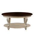 42 inch oval wooden coffee table, 2-story solid wood cocktail table with open storage rack, antique white and cherry tabletop - V.I.P Digital Presence