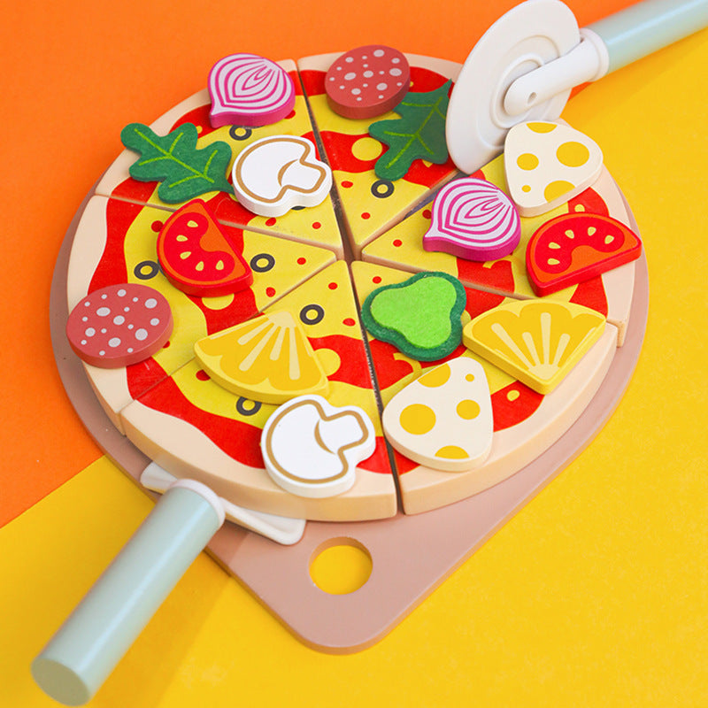 Children's early education puzzle play house simulation pizza fruits and vegetables joyful role-playing kitchen wooden toys - V.I.P Digital Presence
