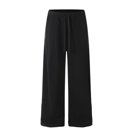 Street Trend Loose Straight Leg Long Pants Men's Sports Sweatpants Solid Color Versatile Casual Ankle Drawstring Trousers - V.I.P Digital Presence