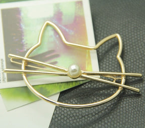 Fashion Hollow Cute Cat Hair Pin Imitation Pearl Hairpin Hair Side Clip Hair Accessories Hair Barrette For Women Girl Gifts - V.I.P Digital Presence