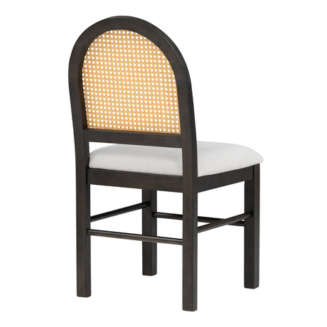 TREXM 5-piece retro functional cutlery set with 1 expandable dining table and 4 cushioned chairs with rattan backrests (espresso - V.I.P Digital Presence