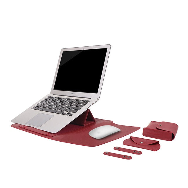Laptop Bag PU Leather Sleeve Bag Waterproof Case For Macbook Air Pro 13 15 Portable Laptop Notebook Bag With Support Frame - V.I.P Digital Presence