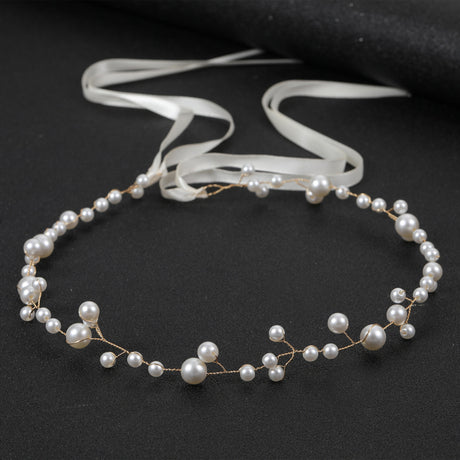 Bride Wedding Hair Accessories Simple Pearl Soft Chain Headband - V.I.P Digital Presence