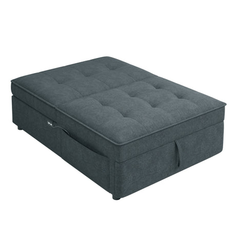 Four in one sofa bed, chair bed, multifunctional folding Ottoman bed with storage bag and USB port, dark blue - V.I.P Digital Presence