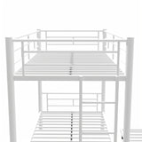 Heavy-duty Sturdy Meta Twin over Twin with Trundle Bunk Bed/l/ Noise Reduced/ Safety Guardrail/No Box Spring Needed,White - V.I.P Digital Presence