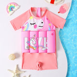 Children's buoyancy swimsuit for girls, babies, toddlers, princesses, short sleeved cartoon one-piece swimsuit for girls - V.I.P Digital Presence