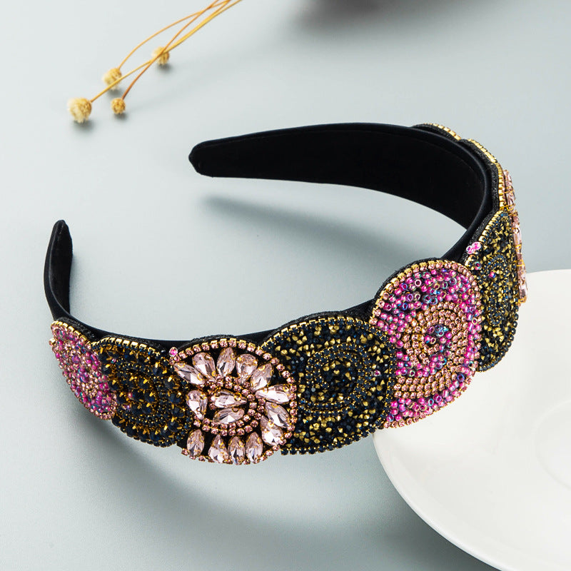 Hair Hoop Fashion Trend Color Rhinestone Head Hoop Luxury Wide Side Heavy Industry Party Hair Accessories Head Hoop - V.I.P Digital Presence