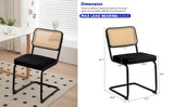 Dining Chairs Set of 2 velvet wicker side decorative chairs, black painted legs, modern medieval Bruell designed chairs, - V.I.P Digital Presence