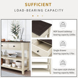 Retro Design Console Table with Two Open Shelves, Pine Solid Wood Frame and Legs for Living Room (Espresso+Beige) - V.I.P Digital Presence