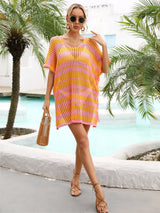 Tassel Openwork Striped V-Neck Cover Up - V.I.P Digital Presence