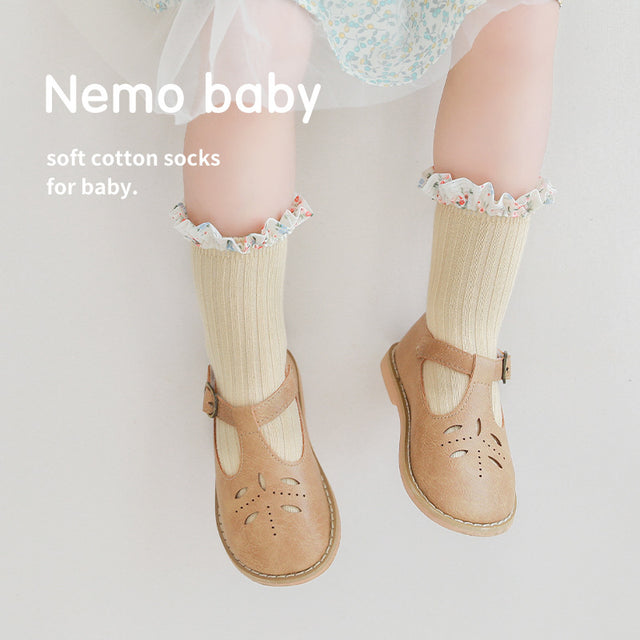 New Girls Socks Combed Cotton Korean Style Baby Socks Chiffon Floral Princess Lace Mid Tube Socks - V.I.P Digital Presence