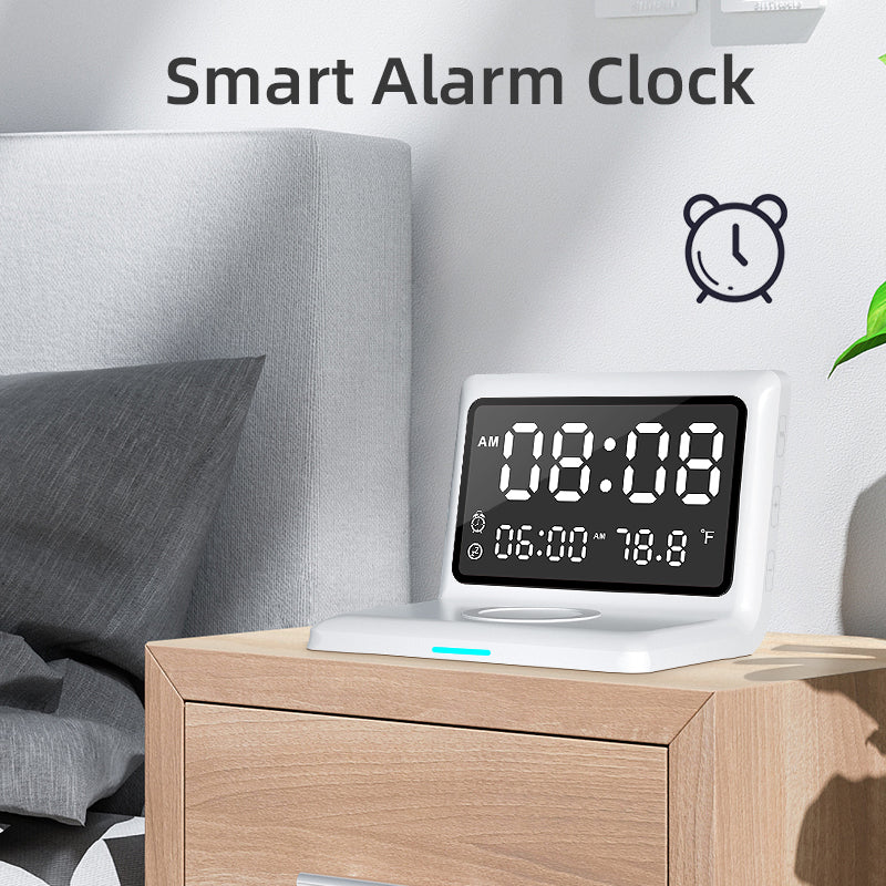 Alarm Clock Wireless Charger For Apple Wireless Fast Charging Multi-Function 3-In-1 Mobile Phone Wireless Charging - V.I.P Digital Presence