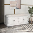 TREXM storage table with 4 adjustable doors and shelves, detachable padded shoe stand (white) - V.I.P Digital Presence