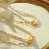 New freshwater pearl patchwork necklace made of stainless steel and 18K gold for women - V.I.P Digital Presence