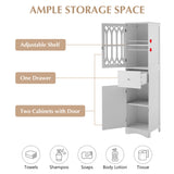 Tall Bathroom Cabinet, Freestanding Storage Cabinet with Drawer and Doors, MDF Board, Acrylic Door, Adjustable Shelf, White - V.I.P Digital Presence