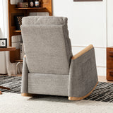 Accent Rocking Chair with Footrest High Back Rubber Wood Rocking Legs Bedroom Living Space 38.6D X 26.8W X 40.6H Inch - V.I.P Digital Presence