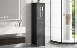 Tall Bathroom Cabinet, Freestanding Storage Cabinet with Drawer and Doors, MDF Board, Acrylic Door, Adjustable Shelf, Black - V.I.P Digital Presence