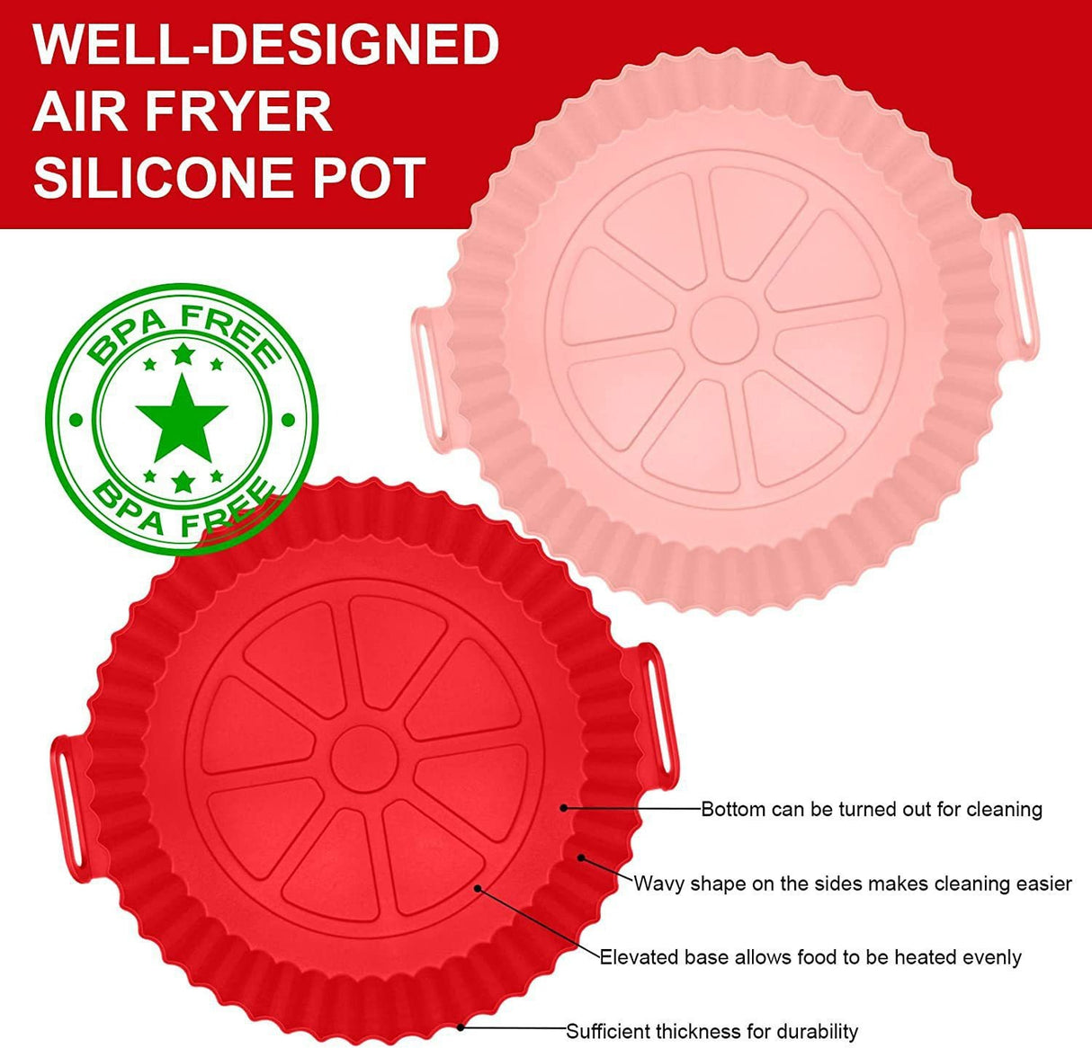 Foldable AirFryer Silicone Pot fryer silicone baking tray mat, heat-resistant, food grade - V.I.P Digital Presence