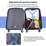 Hardshell Suitcase Spinner Wheels PP Luggage Sets Lightweight Durable Suitcase ,3-Piece Set (20/24/28) ,Purplish Blue