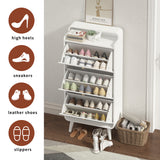 Modern Arc Design Shoe Cabinet With 3 Drawers,Shoe Storage Cabinet for Entryway,Outdoor,White Finish - V.I.P Digital Presence