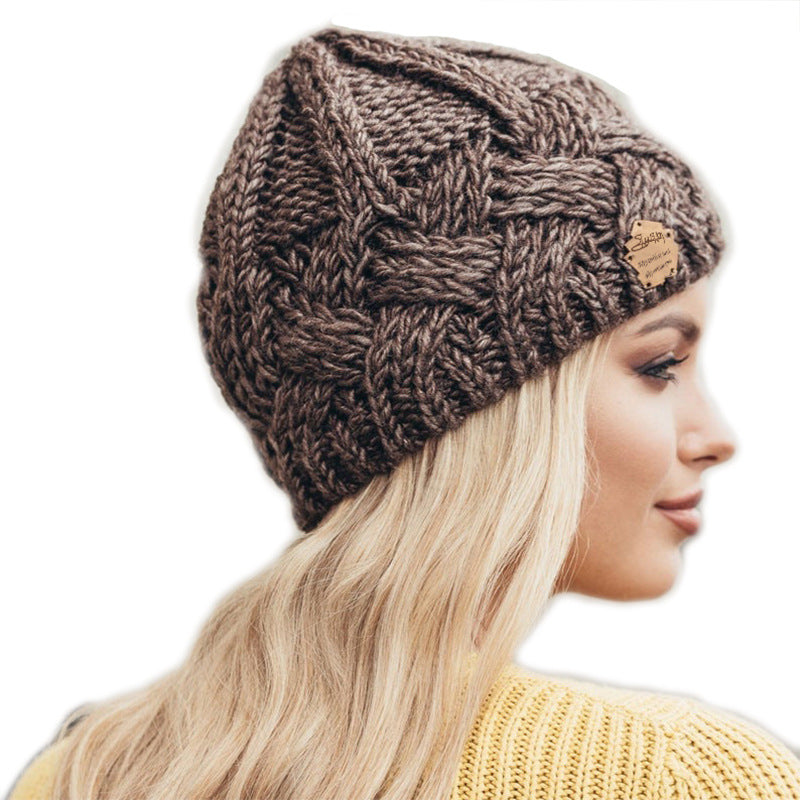 European and American retro style diamond grid coarse needle knitted hat for men and women, fashionable autumn and winter knitted hat - V.I.P Digital Presence