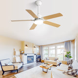 42 Inch Modern Ceiling Fan With 3 Color Dimmable Light 5 Blades Remote Control Reversible DC Motor White - V.I.P Digital Presence