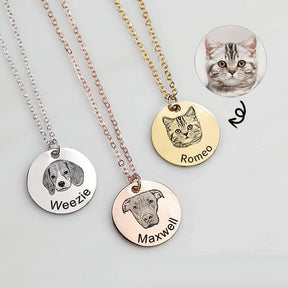 Pet sketch necklace portrait cat puppy pet DIY engraving keychain - V.I.P Digital Presence