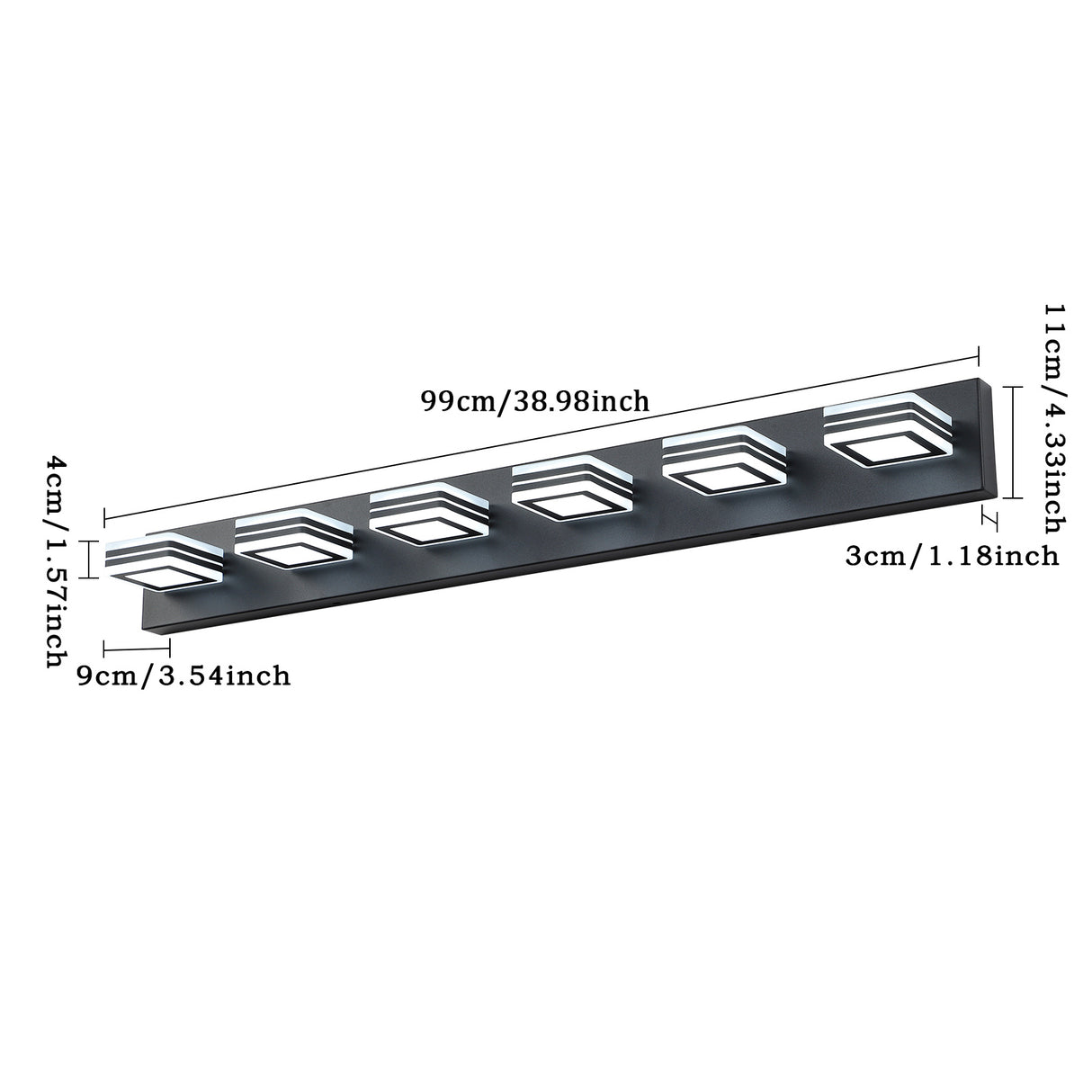 LED Modern Black Vanity Lights, 6-Lights Acrylic Matte Black Bathroom Vanity Lights Over Mirror - V.I.P Digital Presence