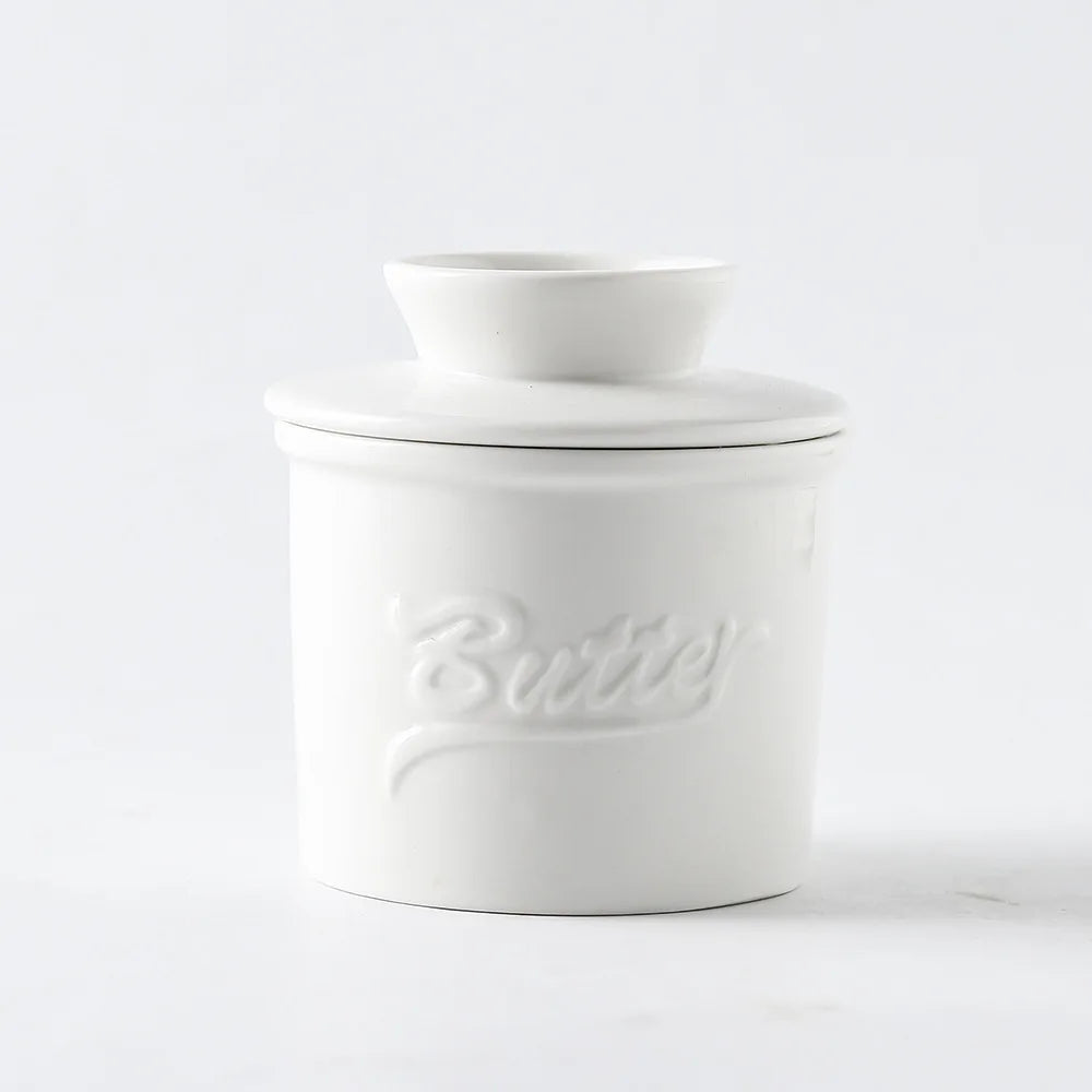 Ceramic yellow oil tank relief red butter storage tank cheese butter dish with lid set - V.I.P Digital Presence
